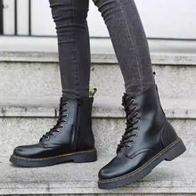 Load image into Gallery viewer, Women's Martin Ankle Boots – Round Toe Flat Short Boots | PU Leather Mesh Lining