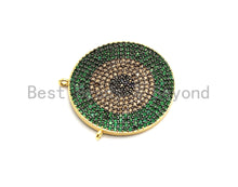 Load image into Gallery viewer, Colorful CZ Micro Pave Evil Eye Round Pendant, Green/Turquoise/Cobalt/Fuchsia/Violet CZ Pave Charm, 25mm, sku#F718