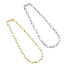Load image into Gallery viewer, CZ Oval Link Gold Silver Adjustable Necklace, Sku#A118