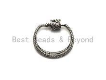 Load image into Gallery viewer, Fully Clear CZ Micro pave Crescent D Shape Clasp, CZ Pave D Clasp, Antique Silver Carabiner Clasp, 24x25mm, sku#H182