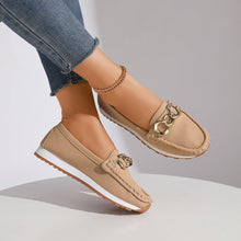 Load image into Gallery viewer, Women's Metal Buckle Slip-On Loafers - Casual Suede Leather Comfort Shoes