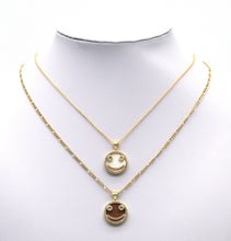 Load image into Gallery viewer, Gold CZ Smiley Face on Round Gemstone Charm, Sku#LX84