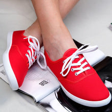 Load image into Gallery viewer, Lace-Up Classic Canvas Sneakers - Breathable Flat Shoes for Everyday Wear