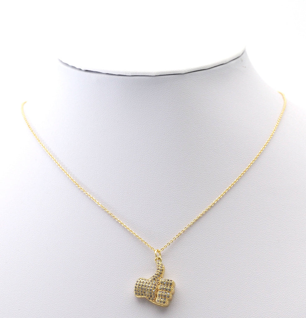 CZ Gold Thumb up Gesture Charm, Sku#LK771