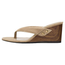 Load image into Gallery viewer, Women's Lightweight Outdoor Sandals – Casual Round Toe PU Slides | Black &amp; Beige