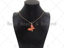 Load image into Gallery viewer, Enamel Colorful Butterfly Shape Charm,CZ Micro Pave Enamel Pendant,Enamel Jewelry,24x33mm,Sku#LK273