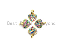 Load image into Gallery viewer, CZ Colorful Micro Pave Heart Pendant, Heart Shaped Pave Pendant, Gold plated, 9x10mm, Sku#F720