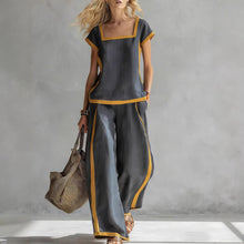 Load image into Gallery viewer, Square-Neck Three-Quarter Sleeve Loose Top &amp; Pants Two-Piece Set