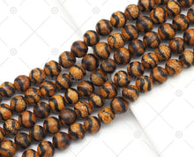 Load image into Gallery viewer, Double Wavy Line Brown Agate Round Smooth Beads, SKU#U1194