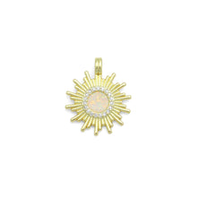 Load image into Gallery viewer, Clear CZ Rainbow Opal Sunburst Sunflower Charm Pendant, Sku#LX809
