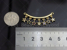Load image into Gallery viewer, Rainbow CZ Star Bagette CZ Dangle Connector, Princess Cut Dangle,  Star Rectangle Shape Necklace Pendant, 13x36mm, sku#JL01
