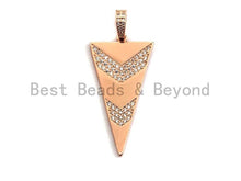 Load image into Gallery viewer, Triangle Shape with Arrow Pave CZ Pendant, CZ Pave Pendant, Gold/Silver/Rose Gold/Gunmetal Pendant, 20x46mm, sku#X102