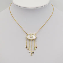 Load image into Gallery viewer, Gold Colorful CZ On Pearl Evil Eye Charm, Sku#LX274