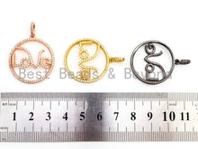 Load image into Gallery viewer, CZ Micro Pave Love Letter in a Ring Pendant, Cubic Zirconia Pendant/Charm,Pave Findings, Gold/Black/Silver/Rose Gold, 27x37mm, sku#F314
