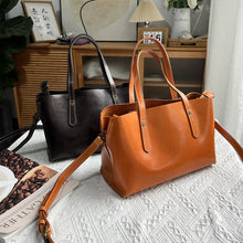 Load image into Gallery viewer, Women's Vintage Soft PU Leather Shoulder Bag | Everyday Commuter Handbag | Coffee &amp; Brown