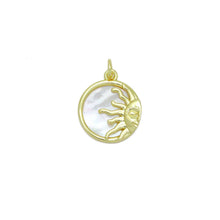 Load image into Gallery viewer, Gold Mother of Pearl Sun Coin Charm Pendant, Sku#LK1025