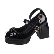 Load image into Gallery viewer, Mary Jane Heels With Bow – 9cm Block Heel Pumps for Women | Punk-Inspired Style