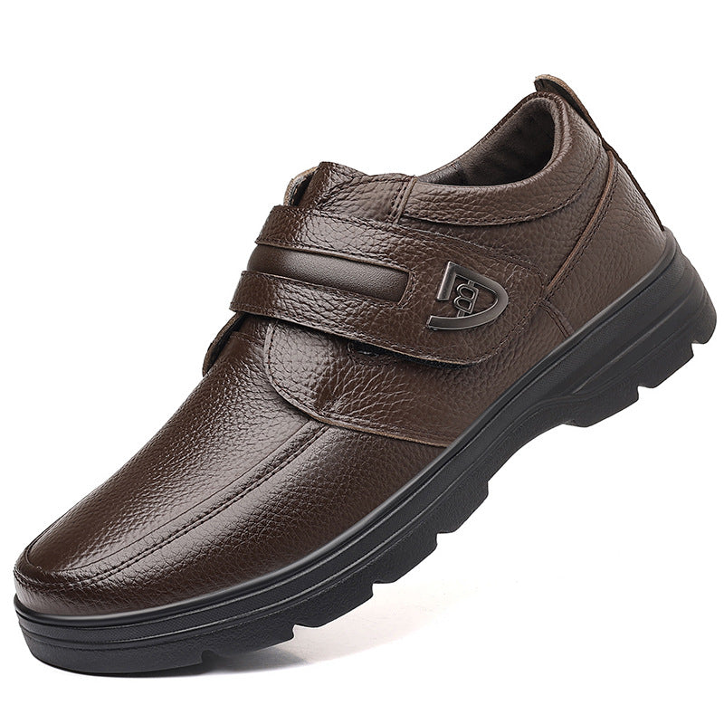 Premium British Leather Slip-On Casual Shoes for Men - Full Grain Cowhide with Soft Rubber Sole