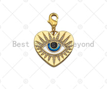 Load image into Gallery viewer, CZ Micro Pave 18k Gold Enamel Evil Eye On Heart Shape Pendan