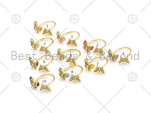 Load image into Gallery viewer, CZ Enamel Butterfly Shape Adjustable Ring, Sku#X272