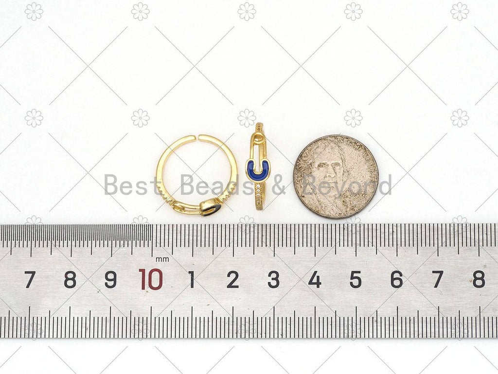 Colorful Enamel Safety Pin Shape Adjustable Ring