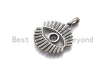 Load image into Gallery viewer, CZ Micro Pave Sparkly Eyelash Shape Pendant, Antique Silver Tone, Cubic Zirconia Pave Pendant, 27x30mm,sku#X131