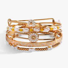 Load image into Gallery viewer, Daisy Flower Beaded Bangle Set of 5