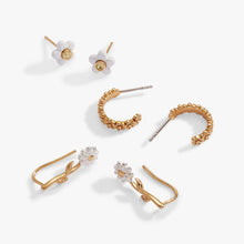 Load image into Gallery viewer, Daisy Flower Stud and Huggie Hoop Earring Set of 3