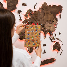 Load image into Gallery viewer, 3D LED Wooden World Map 3.0 Dark Walnut
