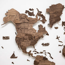 Load image into Gallery viewer, 3D LED Wooden World Map 3.0 Dark Walnut