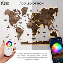 Load image into Gallery viewer, 3D LED Wooden World Map 3.0 Dark Walnut