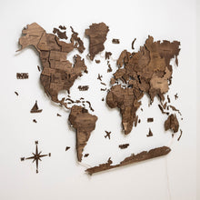 Load image into Gallery viewer, 3D LED Wooden World Map 3.0 Dark Walnut