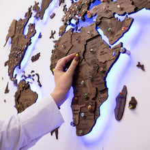 Load image into Gallery viewer, 3D LED Wooden World Map 3.0 Dark Walnut