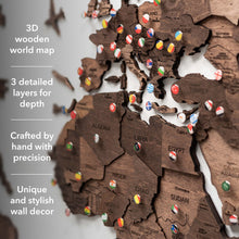 Load image into Gallery viewer, 3D Wooden World Map Dark Walnut