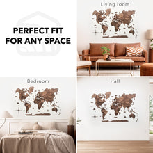 Load image into Gallery viewer, 3D Wooden World Map Dark Walnut