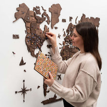 Load image into Gallery viewer, 3D Wooden World Map Dark Walnut
