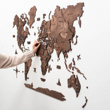 Load image into Gallery viewer, 3D Wooden World Map Dark Walnut