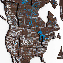 Load image into Gallery viewer, 3D Wooden World Map Dark Walnut