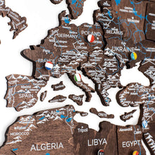 Load image into Gallery viewer, 3D Wooden World Map Dark Walnut