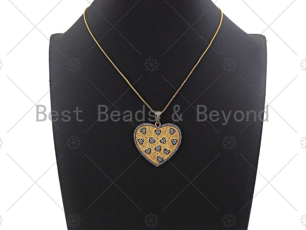 CZ Micro Pave Large Dual Color Heart  Sku#L279