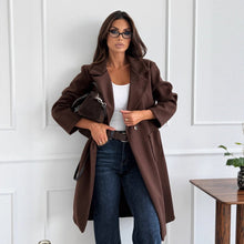 Load image into Gallery viewer, Autumn And Winter Fashion Simple Solid Color Long Sleeve Single-breasted Wool Coat