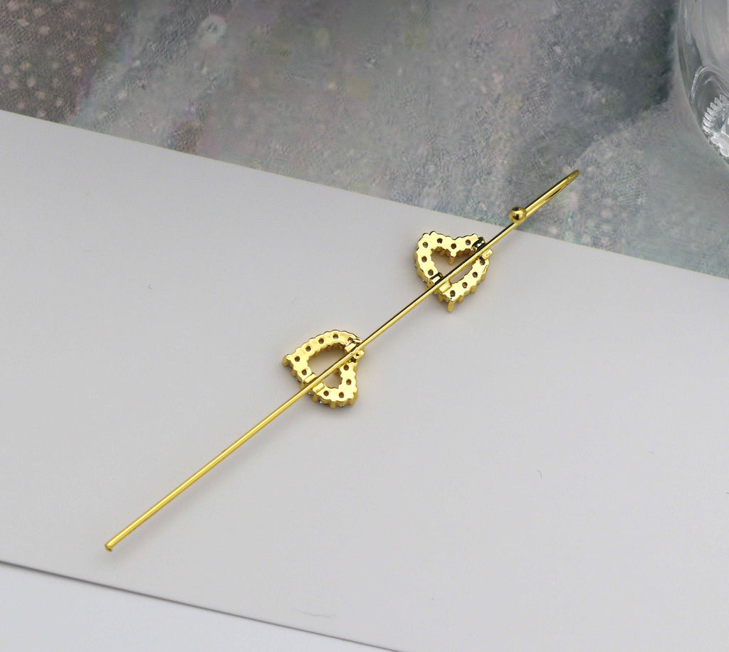 CZ Heart Long Spike Earrings, Sku#LD231