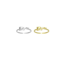 Load image into Gallery viewer, Silver Gold I Love You Heart Thin Adjustable Ring, Sku#A446