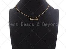 Load image into Gallery viewer, CZ Micro Pave Safety Pin Shape Pendant,sku#L282