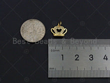Load image into Gallery viewer, 18K Gold Micro CZ Pave Dainty Crown Pendant, Gold Crown Charm,  Crown Beads, Jewelry Findings, 9x12mm, sku#LK37