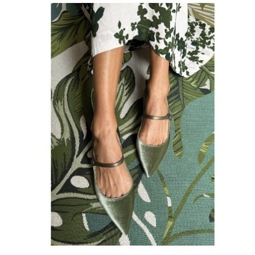 Women's Green Suede Pointed-Toe Slip-On Flats | Casual Pumps