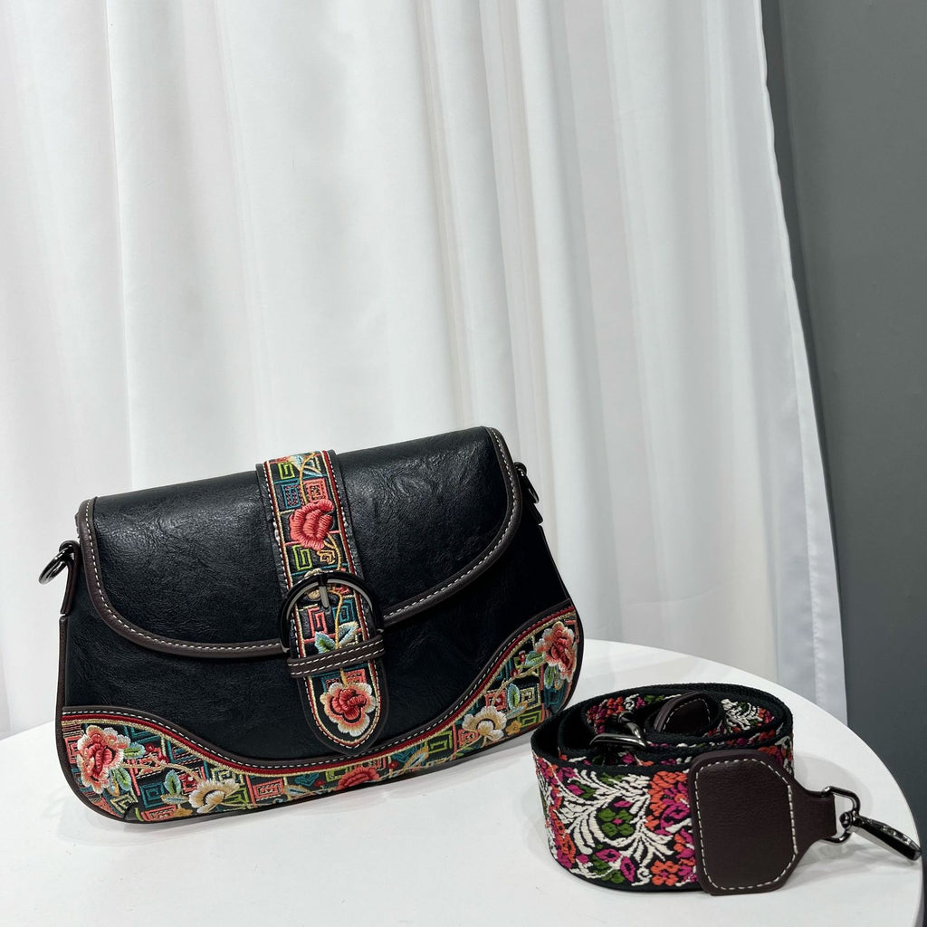 Retro Chinese Embroidered Crossbody Bag for Women - Handcrafted Ethnic Style Shoulder Bag