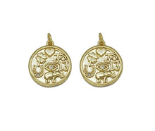 Load image into Gallery viewer, Gold Elephant Clover OM Evil Eye Heart Lucky Charm, Sku#LX107