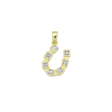 Load image into Gallery viewer, Clear Square CZ Gold U Shape Charm Pendant, Sku#LX760