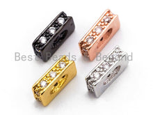 Load image into Gallery viewer, CZ Micro Pave Large Hole Rectangle Spacer Beads, Cubic Zirconia Big Hole Spacer Beads, Large Hole Spacer, 1pc/2pcs, sku#C55